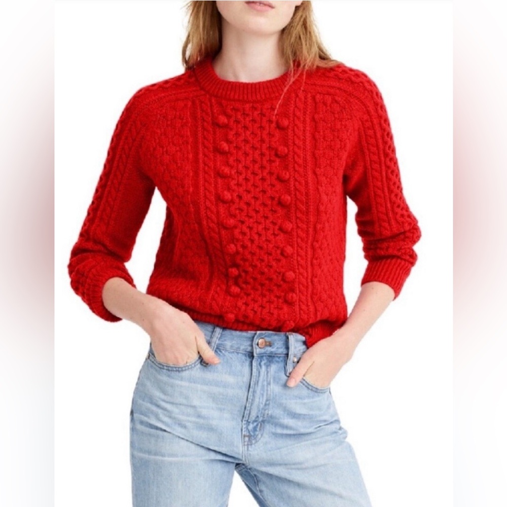 J. Crew Holiday Red Cable Knit Sweater NWOT ❤️